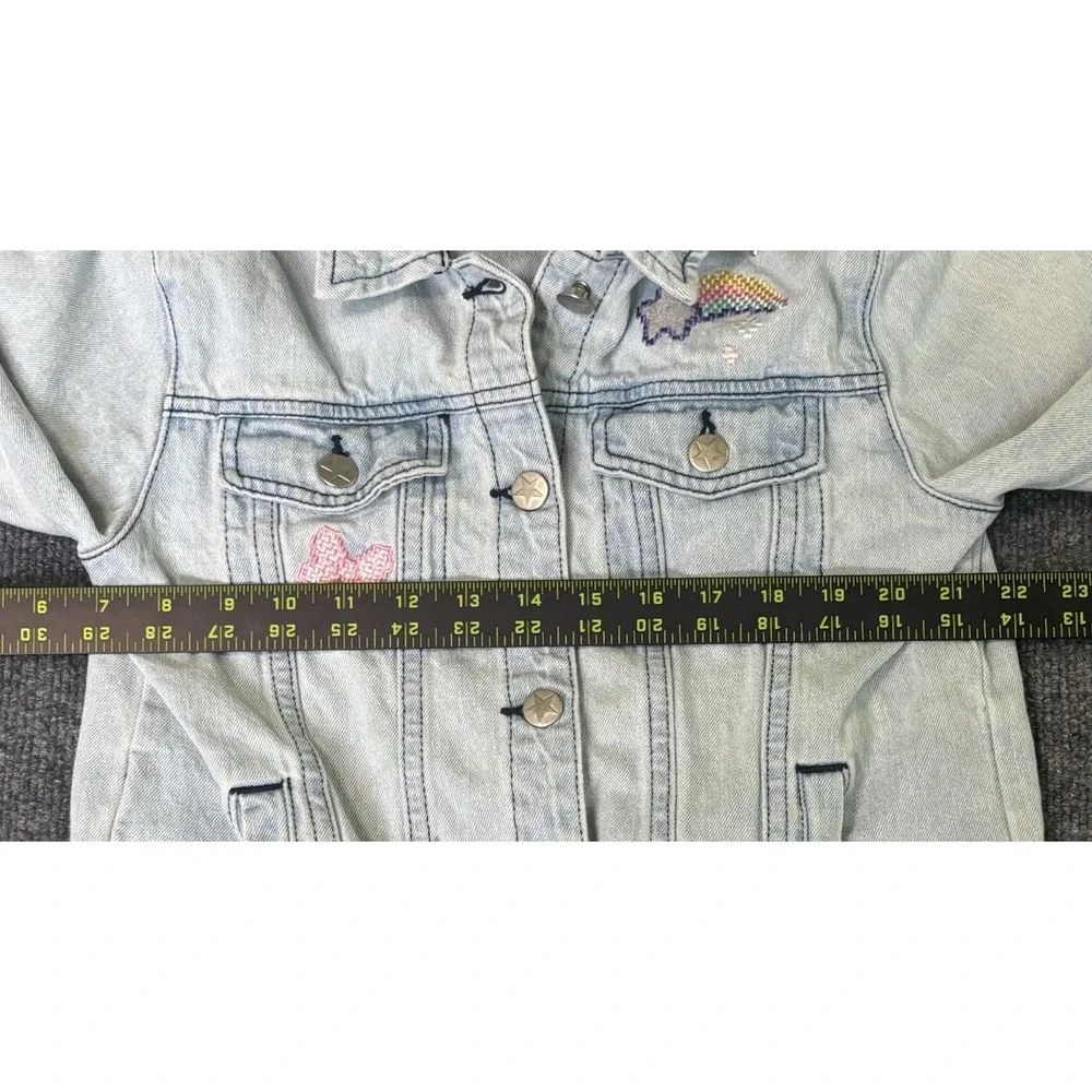 Disney Jean Jacket Girls Size 9/10 Denim Minnie Mouse Sequin &‎ Embroidered